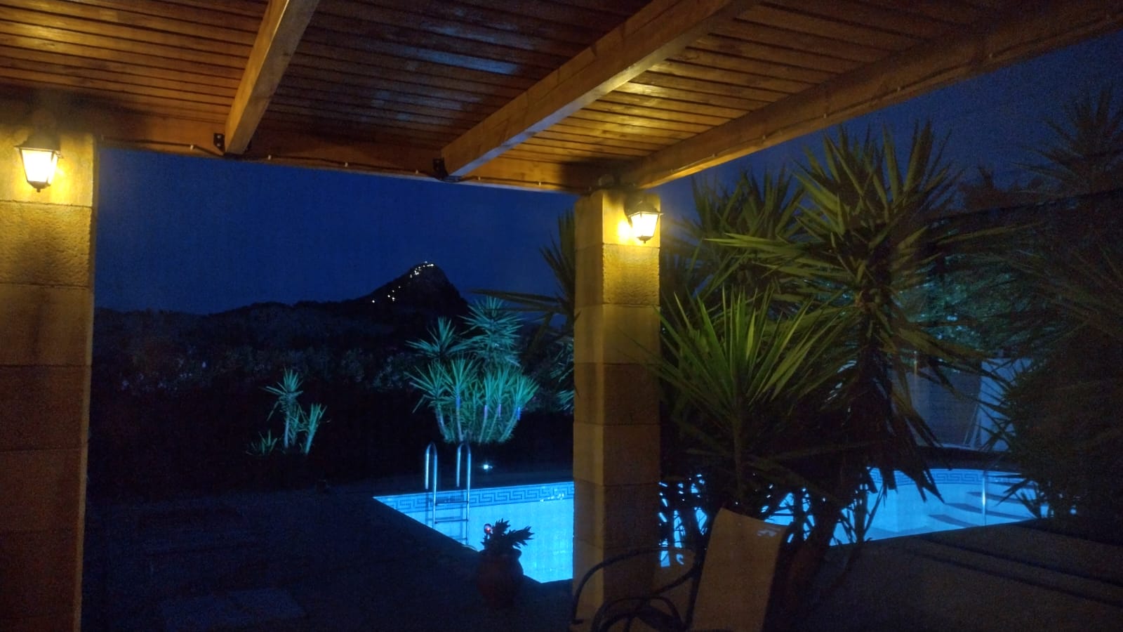 New lights in swimming pool villa Odysseusrhodes.com