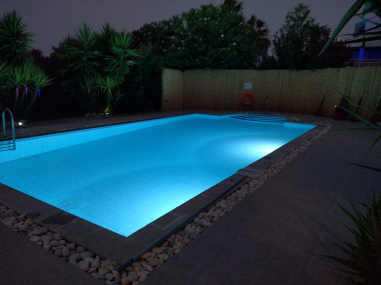 villa Odysseus Rhodes swimming pool illuminated