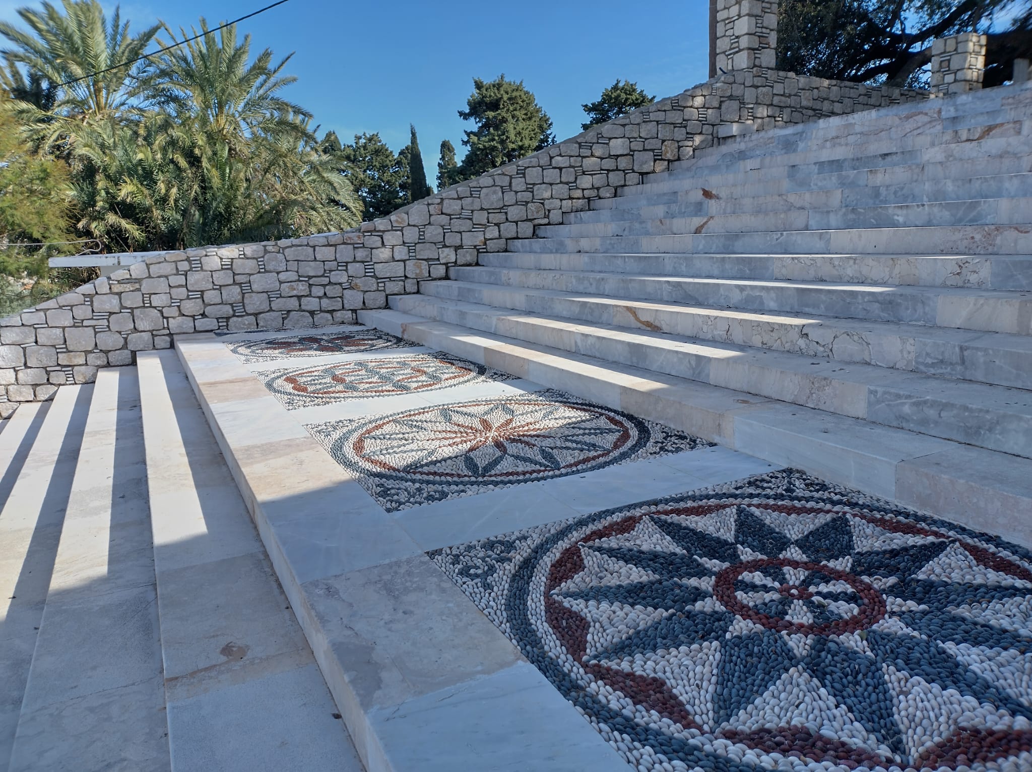 Monastery stairway renovation near villa Odysseus Rhodes panagia tsambika festival