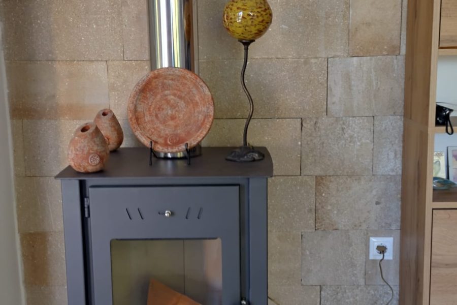 wood stove villa Odysseus Rhodes